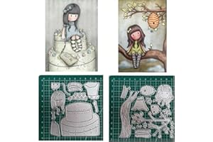 LEZED 2x Troqueles de Corte de Metal Forma de Niña Troqueles Metal Dies Corte Plantillas Estarcir Troqueladora Scrapbooking Plantillas de corte para manualidades Cutting Dies Tarjeta Papel Decoración