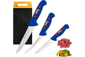 Solingen Eikaso Juego de 3 cuchillos profesionales 1677B, adecuado como cuchillo de carnicero, cuchillo de carne, cuchillo de carne, cuchillo de carnicero, cuchillo de deshuesar y cuchillo de cocinero