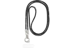 AOKSUNOVA Schlüsselanhänger Glitzer Handykette Lang Lanyard Schlüsselband zum Umhängen Schwarz