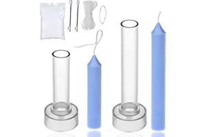 MILIVIXAY Set di 2 stampi per candele a colonna, perfetti per realizzare candele di emergenza, candele di campanello, candele da tavolo, 1 filo di piombo, un sigillante e 2 clip a stoppino inclusi.