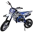 Katolang Mini Motorcycle, 49cc 2-Stroke Gas Power, Off-Road Tires, Shock Absorption Springs, Front Rear Disc Brakes, Max Speed 25KM/H, Blue White, Kids (1.2m-1.6m tall), Unisex