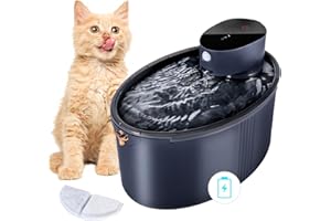 DHOHOO Fontaine à Eau Chat 2,5L - Detecteur de Mouvement, Batterie Rechargeable 4000mAh, Silencieux, Noir