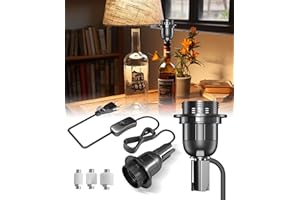 DoRight E27 Uchwyt na lampę do butelek z przełącznikiem i wtyczką, zestaw adapterów lampy do butelki wina zrób to sam - czarny zestaw 2 szt