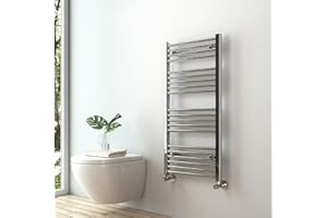 S'AFIELINA Towel Rail Radiator 1000 x 500 mm, Chrome Towel Radiator Towel Rail Central Heating Radiator Designer Towel Radiator Modern Straight Ladder Bathroom Warmers
