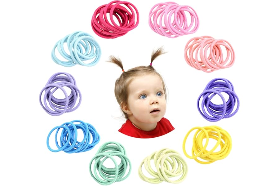 Hanyousheng 200 Pieces Hair Ties,Elastic Hairbands Ponytail Holders Hair Tie, Multicolor 2mm Hair Bands No Crease Hair Elastics Small Ponytail Holders Hair Accessories for Kids Girls Infants Toddlers