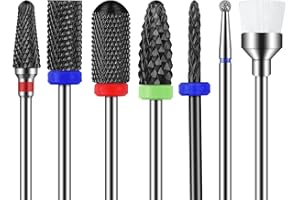 MAQUITA 7 sztuk ceramicznych frezów do paznokci, profesjonalne końcówki do usuwania skórek paznokci, żelowe, akrylowe, wiertła do manicure, pedicure, domu, doskonały prezent (czarna ceramika)