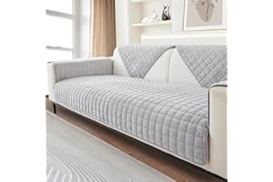 FASCINATDECO Sofa Überzug, Weiche Flanell Sofa Sitzkissenbezug, Sofaschoner rutschfest, Sofabezug 1 2 3 Sitzer Couch überzug für Wohnzimmer, Sofaüberwürf L Form Sofaschutz (Hellgrau,70x150cm)
