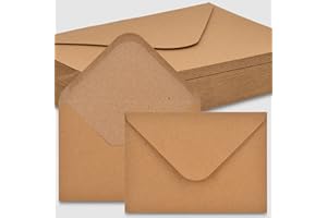 DEALKITS Sobres de papel de estraza, 100 unidades, DIN C6 (16 x 11 cm) vintage, sobres con adhesivo húmedo, solapa puntiaguda sin ventana, para tarjetas de felicitación, tarjetas de cumpleaños