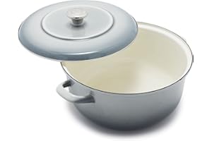 Merten & Storck Forno Olandese in Ferro Smaltato Fatto a Mano, Adatto a Tutti i Tipi di Fornelli, Induzione e Forno, 26 cm/5 L, Grigio