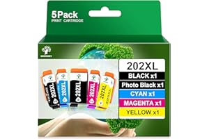GREENSKY 202XL Compatibile per Cartucce 202 XL Multipack per Cartucce XP 6100 per Expression Premium XP-6100 XP-6105 XP-6000 XP-6005 XP-6001 (5-Pack)