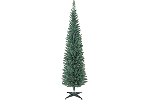 HOMCOM Árbol de Navidad Estrecho 180 cm, Árbol de Navidad Artificial con 321 Ramas, Soporte Metálico, Fácil de Montar, Decoración para Interior, Hogar, Oficina, Verde