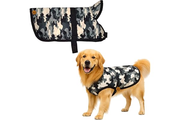 Sage Square Camouflage/Army Winter Coat for Dogs - Windproof Jacket, Insulated, Warm for Cold Weather, Adjustable Fit, Comfortable Design for Indoor & Outdoor Use, Random (Military, 4XL - 26 Inch)