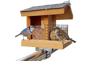 STAFECO® Vogelfutterhaus für Balkon oder zum Aufhängen wetterfest Futterhaus Handarbeit aus Natur Holz Vogelhaus Gartenvögel im Garten