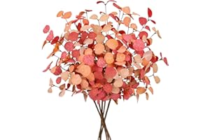 Beferr 5 Pcs Autumn Artificial Eucalyptus Stems Leaves Autumn Decoration for Home Faux Eucalyptus Autumn Artificial Flowers for Fall Decor Table Centerpieces Thanksgiving Wedding Party Halloween Decor
