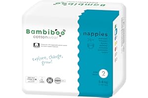Bambiboo COTTONWEAR Pieluchy, Biały, 2 Mini (3-8 kg), 26 Sztuk