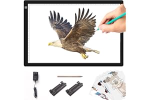 TOHETO A2 Tablette Lumineuse Diamond Painting, Luminosité Variable en Continu Grande boîte Lumineuse Tableau d'affichage pour Tatouage, Animation, Croquis, avec 2 Clips, Adaptateur 12V2A (60x40cm)