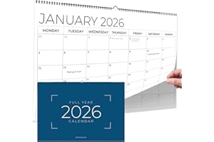 GIFTINGHOUSE Wall Calendar 2026 - A4 2026 Calendar UK Month-to-View (Jan - Dec) - Twin-Wire Binding, Hanging Hook - For Family planner, Office, Student - Made in the UK