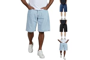 LCpddajlspig Kurze Baggy Jeans Herren: Jeans Shorts Kurze Hosen Bermudas Jeanshose Kurz Stretch Hosen Sommer Jeansshorts Weite Jeanshosen Gerades Bein Herrenshorts Sommerhose Sommerjeans