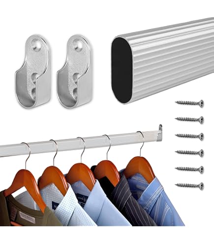 Supports De Tringle Pour Dressing - Lot De 6 En Métal Noir Avec Vis, Pour Barre De Penderie Ovale