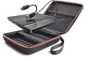 BHHB External CD DVD Drives with Storge Bag, External CD DVD +/-RW Drive USB 3.0 CD Burner External Drive,DVD Reader Writer ROM Drive Compatible with Laptop Desktop Mac,Windows 11/10/8/7 (Ultra-Slim)