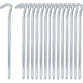 Tent Pegs, 15 Pieces Galvanised Steel Tent Pegs, 180 mm x 6 mm, Rust Free for Camping, Hiking, Travel and Outdoors