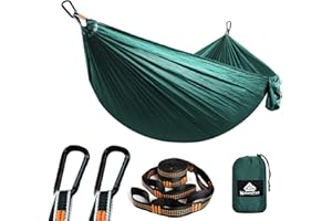 ‎NATUREFUN Naturefun Ultralight Travel Camping Hammock, 300 kg Load Capacity (275 x 140 cm), Breathable, Quick-Drying Parachute Nylon, 2 x Premium Carabiners, 2 x Loops, Indoor Outdoor Garden
