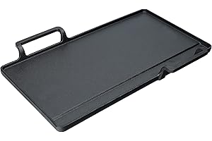 WORLD OF FLAVORS KitchenCraft World of Flavours Piastra Teppanyaki Giapponese in Ghisa, Colore Nero, con rivestimento antiaderente, 42,5 x 29 x 4,5 cm