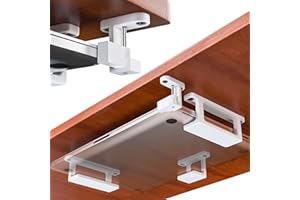 Mobilefox Stojak pod stolik pod laptopa uchwyt regał stojak z zabezpieczeniem przed wypadnięciem pasuje do notebooka MacBook 0-35 mm biały