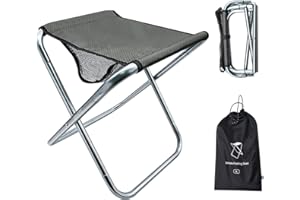 LFSEMINI Adult Camping Stool, 1 Pack 16in Height Large Size Folding Stool with Carry Bag, Aluminum Alloy Bracket, 1.5lbs Lightweight, Load Capacity to 330lbs(1 Pack, Grey)