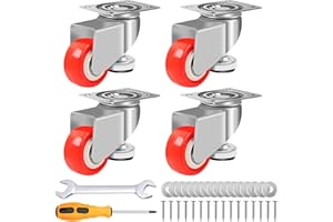 STEEIRO 4er Schwerlastrollen Lenkrollen 50mm mit Nivellierrollen Schwerlast Transportrollen Fußpolster 360 Grad Einstellbarem Räder Tragkraft 240kg für Möbel Werkbank Maschinen