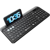 Portronics Bubble 3.0 Wireless Keyboard with Bluetooth + 2.4 GHz USB Receiver, Rechargeable Battery, Dual Height Adjustment, Multimedia Hotkeys with Numpad, for Laptop, PC, Smartphone, Tablet(Black)