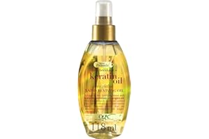 OGX Olio capelli Anti-Breakage + Keratin Oil Weightless Rapid Reviving Hair Oil, Olio per capelli con trattamento Cheratina fortificante, Spray alla cheratina per capelli crespi, ricci o mossi, 118 ml