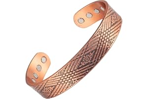 DESCONOCIDO Pulsera de cobre rojo del imán de los hombres, estilo europeo y americano retro, pulsera de cobre de la energía magnética para los hombres