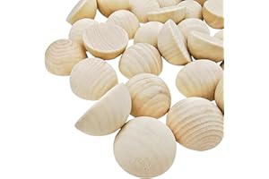 ANKTILY 30 piezas de medias esferas de madera de 50 mm, naturales y sin tratar, para manualidades y proyectos DIY