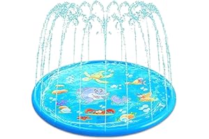 SEDOL Splash Pad, Sprinkler & Splash Play Mat for Toddlers, Inflatable Outdoor Party Sprinkler Pad Wading Pool for Kids Age 3+, Water Toys for Summer Outdoor Garden Beach-170cm/66" (Sea Creatures)