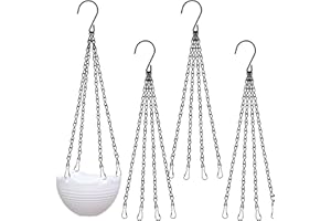 FODLON 4 Piezas Cadena de Maceta, Cadena de Reemplazo de Macetas Jardín, Cadenas Colgantes de Jardineras para Cestas con Clips Gancho, Cadena de Metal Suspendida, 4 Patas Ganchos de Cadena para Macetas Negro