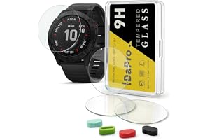 iDaPro Skärmskydd för Garmin Fenix 6X Pro/Solar/6X 51mm | 4 pack + 4 dammpluggar + ABS Box. 9H hårdhet, reptålig, bubbelfri, HD, anti-fingeravtryck, enkel montering.