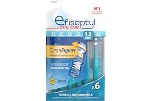 Efiseptyl - Brossettes Interdentaires Clean Expert 1,3mm - Sachet Refermable - Avec Traitement Antibactérien - Sachet De 6 Brossettes