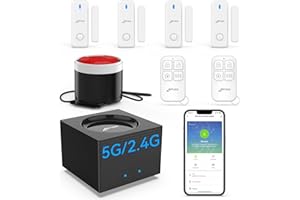 CPVAN Allarme Casa Senza Fili (2.4GHz&5GHz WiFi), Antifurto Casa per Allarme APP(Tuya/Smartlife), Wifi Sistema con Hub, Sirena, Sensori Porta/Finestra, Telecomandi, Funziona con Alexa
