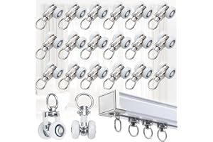 SOUNDZERO 20 Pezzi Gancio per Tende Scorrevoli, Rulli per Binario Della Tenda, Scorrimento per Binari per Tende,Ruote per Guide per Tende, Accessori per Tende a Rullo Puleggia per Tende Supporto Soffito Gancio