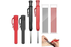 Sylkeov Professionell byggstenspenna, 2 st snickare med 12 x 2,8 mm blyertspenna, mekaniskt snickarverktyg med integrerad pennvässare för gör-det-själv och konstruktion