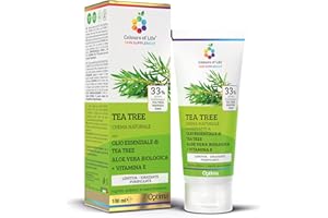 Colours of Life Skin Supplement Tea Tree - Crema naturale ad azione purificante - con Aloe vera biologica e Vitamina E - Utile per punture d'insetto, acne, foruncoli - Formato 100 ml
