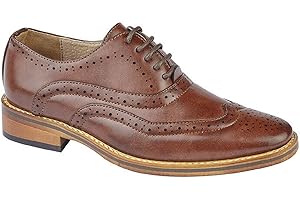 Sky_Walker_df Boys Oxford Brogues Leather Lined Lace Up Smart Casual Formal Shoes Size 10 to 5.5