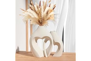 EACHAVE Blanco Jarrón de Cerámica Forma de Corazón Jarrones Decorativos para Boho Moderno Nórdico Minimalismo Estilo Decoración -jarrones para Sala de Estar, Boda, Mesa de Cena