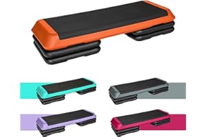 ‎TREXO TREXO Stepper Für Zuhause - Aerobic Step mit 3-Stufiger Höhenverstellung, Fitness & Sport - Trainingsgerät für Anfänger und Fortgeschrittene, Bis 250kg Belastbar, Schwarz/Orange