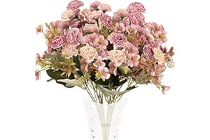 Minnhua 4pcs Ramo de Flores Artificiales Claveles de Seda 5 Rama con 11 Flor Peonía Pequeña Vintage Flores Artificiales Decoracion Jarrones para Hogar Boda Centro de Mesa Interior Floral Color Rosa