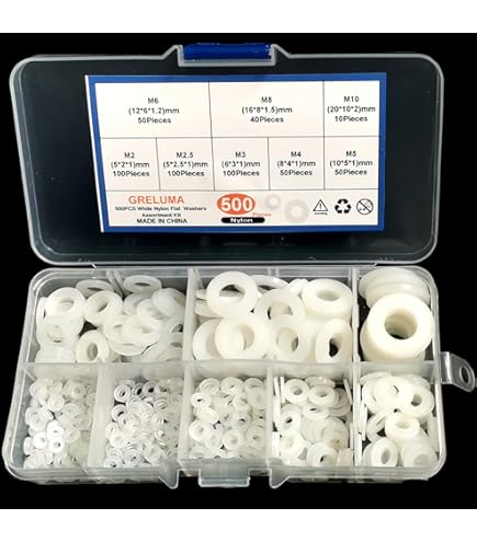 Sourcing Map Rondelles Plates En Nylon M3 8 Mm OD 3 Mm ID 1 Mm D'Épaisseur Joint D'Étanchéité Pour Tuyau De Robinet Tuyau D'Eau, Blanc, Paquet De 200