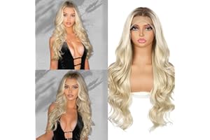 SOMIARIK Ombre Blonde Lace Front Wig 13x4 Synthetic Body Wave Lace Front Wigs Pre Plucked with Baby Hair 150% Density Party Date Daily Wear Natural Looking 26 inch