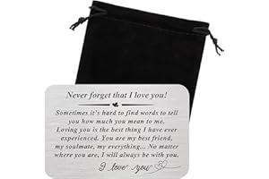 TENARE Engraved Wallet Insert Card Anniversary Cards Gifts for Husband Metal I Love You Personalized Wallet Card Keepsake for Wife Girlfriend Boyfriend Him Her Birthday Wedding Christmas Valentine's Day
