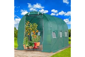 ‎BRAST BRAST® Gewächshaus Foliengewächshaus mit Stahlfundament | 2x3m - 3x8m | inkl. Erdanker & 6 Aufrollbare Fenster mit Moskitonetz | UV-stabilisierte & verstärkte Gitterschutzfolie 200g/m² | 200x300cm